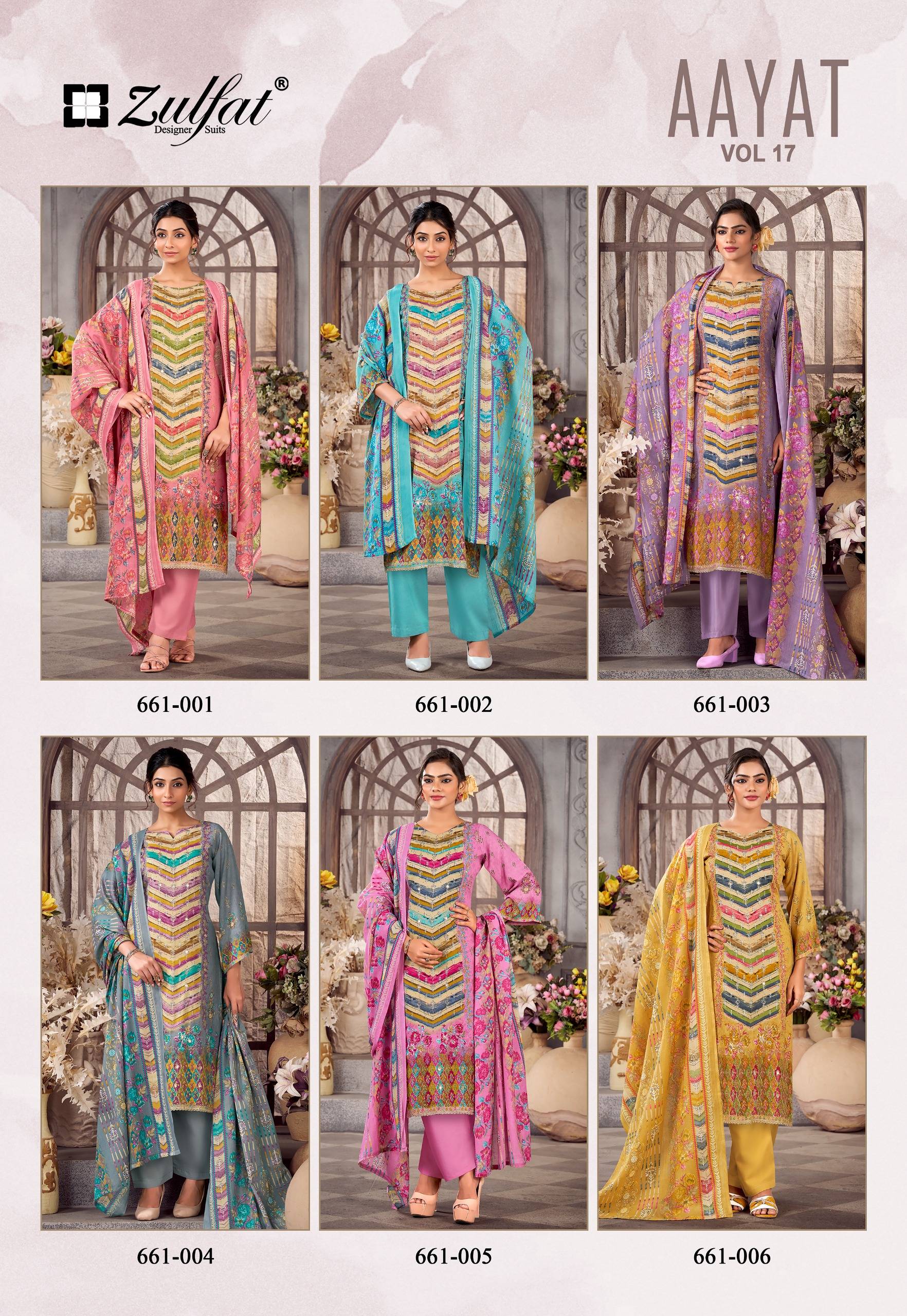 AAYAT VOL 17 By Zulfat Designer Suits Beautiful Pakistani Suits Wear Pure Cotton Dresses At Wholesale Price